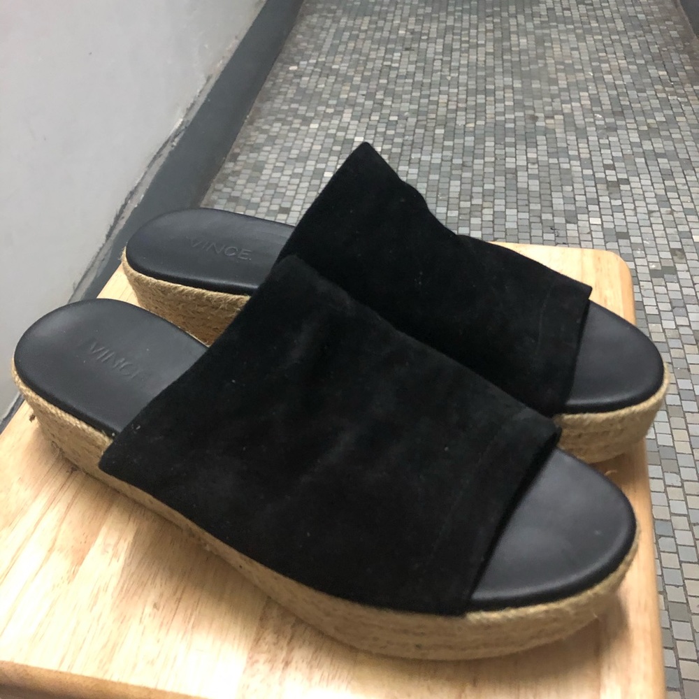 Vince Espadrilles Black Suede Sandal Size 8.5
